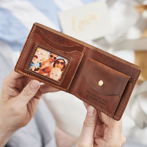 Groom Personalised Leather Wallet With Metal Photo