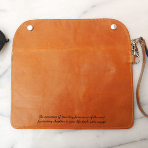 World Map Personalised Leather Family Travel Wallet