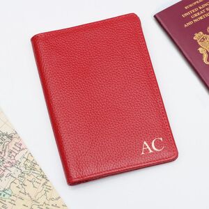 Luxury Leather Initialed Travel Document Holder