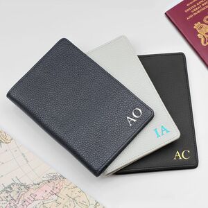 Luxury Leather Initialed Travel Document Holder