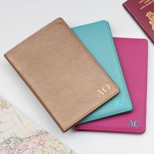 Luxury Leather Initialed Travel Document Holder