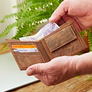 Personalised Brown Distressed Buffalo Leather Billfold Wallet
