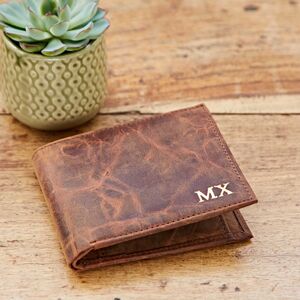 Personalised Brown Distressed Buffalo Leather Billfold Wallet