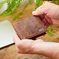 Personalised Brown Distressed Buffalo Leather Billfold Wallet