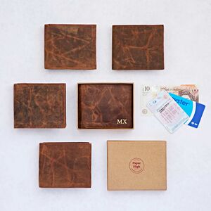 Personalised Brown Distressed Buffalo Leather Billfold Wallet