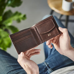 Personalised Coin Wallet In Engraved Wooden Box