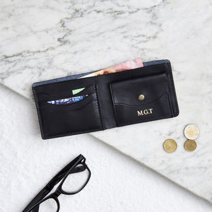 Personalised Leather Wallet With Coin Section