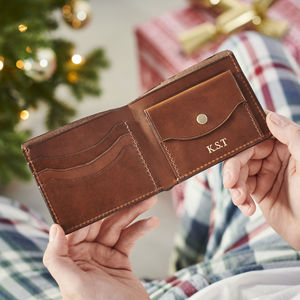 Personalised Leather Wallet With Coin Section