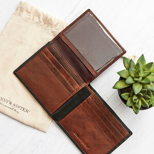 Personalised Rfid Black And Tan Leather Wallet