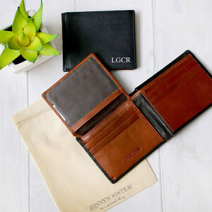 Personalised Rfid Black And Tan Leather Wallet