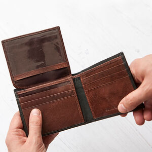Personalised Rfid Black And Tan Leather Wallet