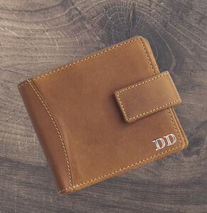 Personalised Men's Oiled Leather Wallet Rfid Cognac Brown