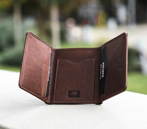 Personalised Men's Small Leather Wallet Trifold Rfid