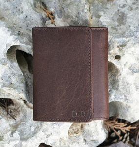 Personalised Men's Small Leather Wallet Trifold Rfid