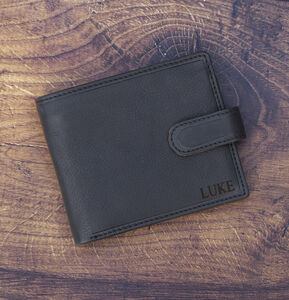 Personalised Mens Black And Tan Leather Wallet Rfid Safe