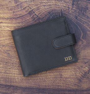 Personalised Mens Black And Tan Leather Wallet Rfid Safe