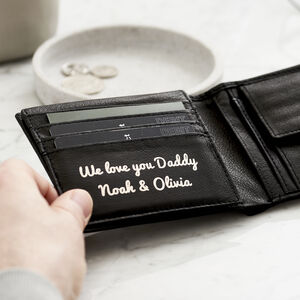 Personalised Script Message Leather Popper Wallet