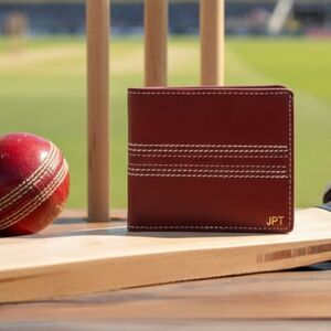 Personalised Vintage Leather Cricket Wallet